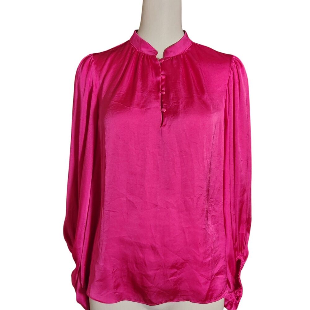 VINCE CAMUTO Hot Pink Long Sleeve Blouse Skirt Women's Small Barbiecore 00015